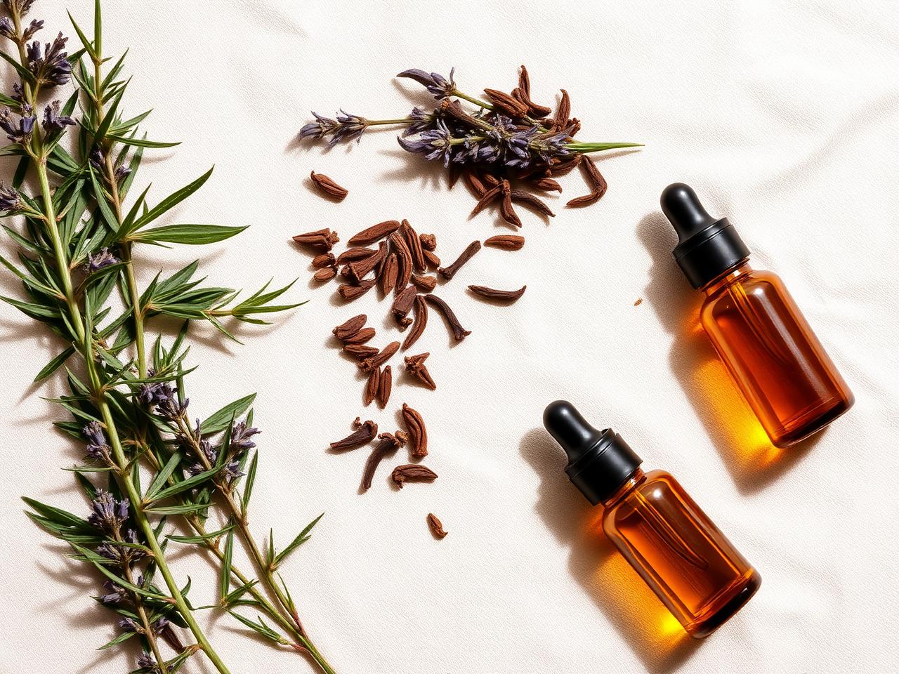 Tea tree, lavender, clove and botanical oils used in the Foliaya blend