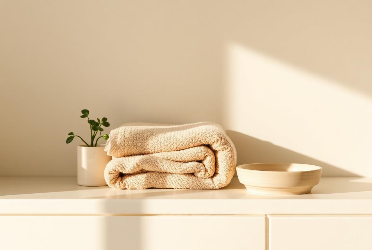 Calm bathroom shelf where a daily nail-care routine lives
